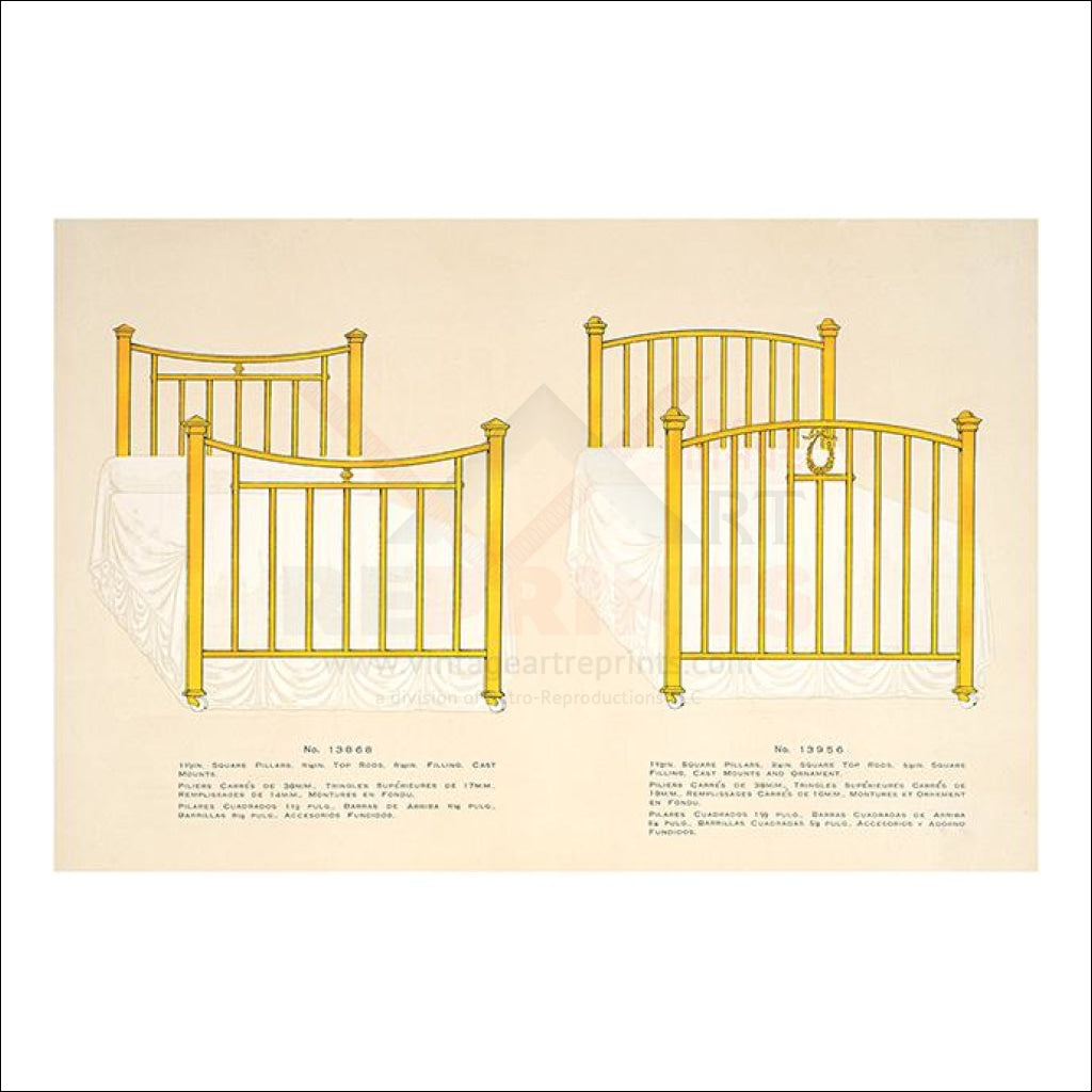 French Brass & Cast Iron Bed Frames, PRINT REPRODUCTION