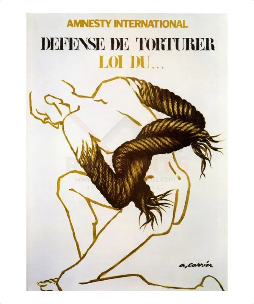 Amnesty International/ Defense de Torturer: A. Carrier-Belleuse - VINTAGEARTREPRINTS.COM