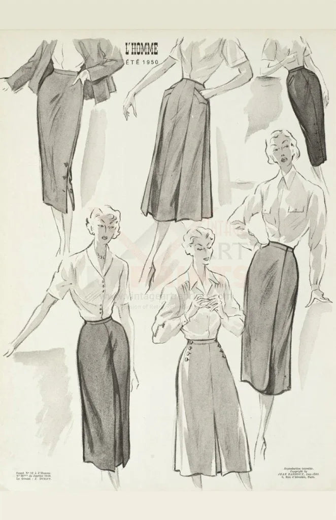 French Women's Summer Fashion 1950's - VINTAGEARTREPRINTS.COM