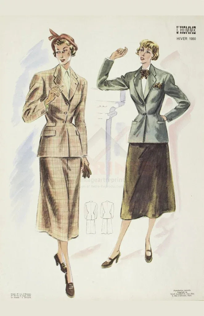 French Fashion women 1950's - VINTAGEARTREPRINTS.COM
