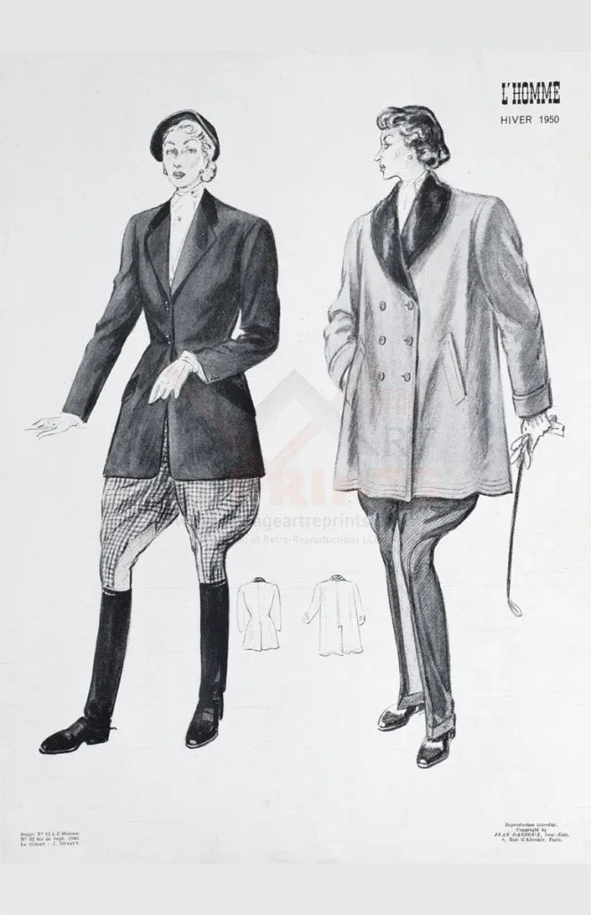 Equestrians - winter fashion - VINTAGEARTREPRINTS.COM