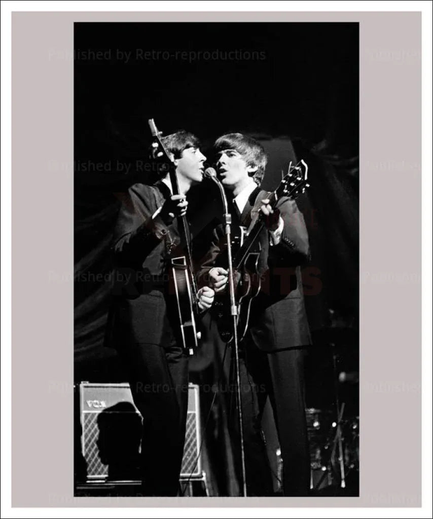 George Harrison and Paul McCartney in Concert - VINTAGEARTREPRINTS.COM
