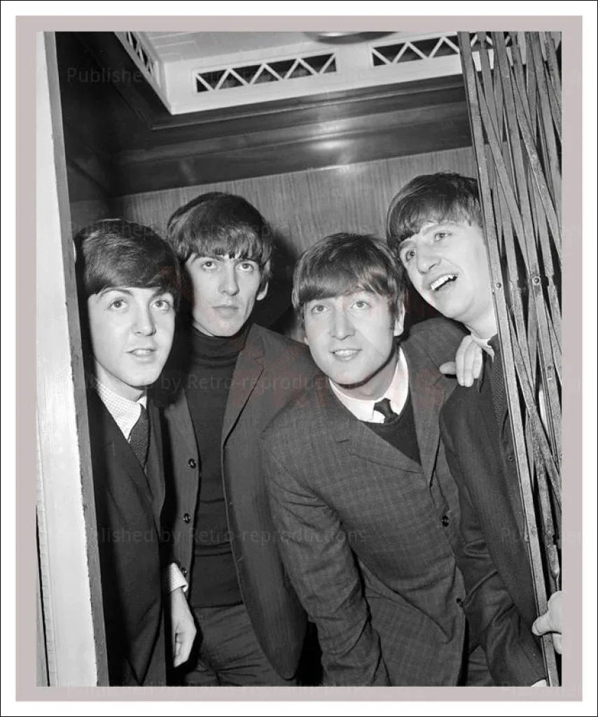 Beatles in an Elevator - VINTAGEARTREPRINTS.COM