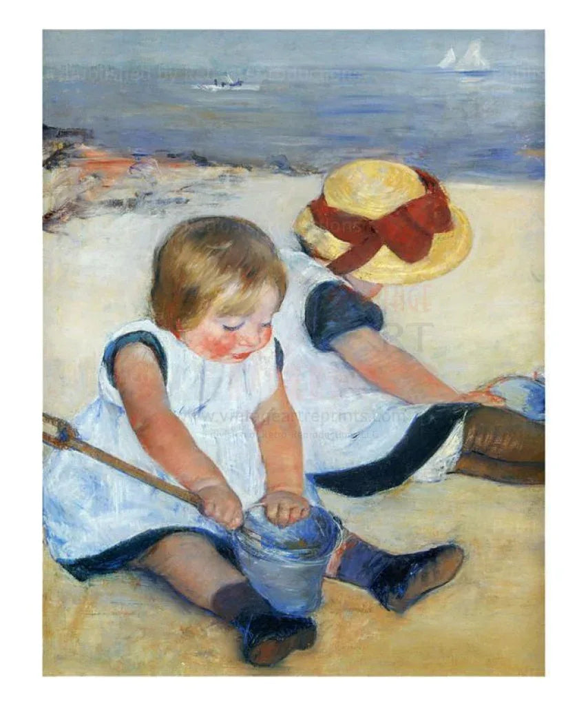 Children playing on the Beach - VINTAGEARTREPRINTS.COM