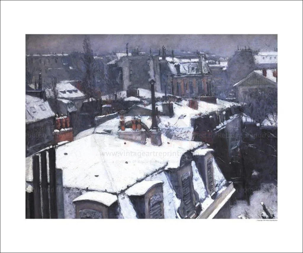 Rooftops Covered by Snow, Gustave Caillebotte - VINTAGEARTREPRINTS.COM