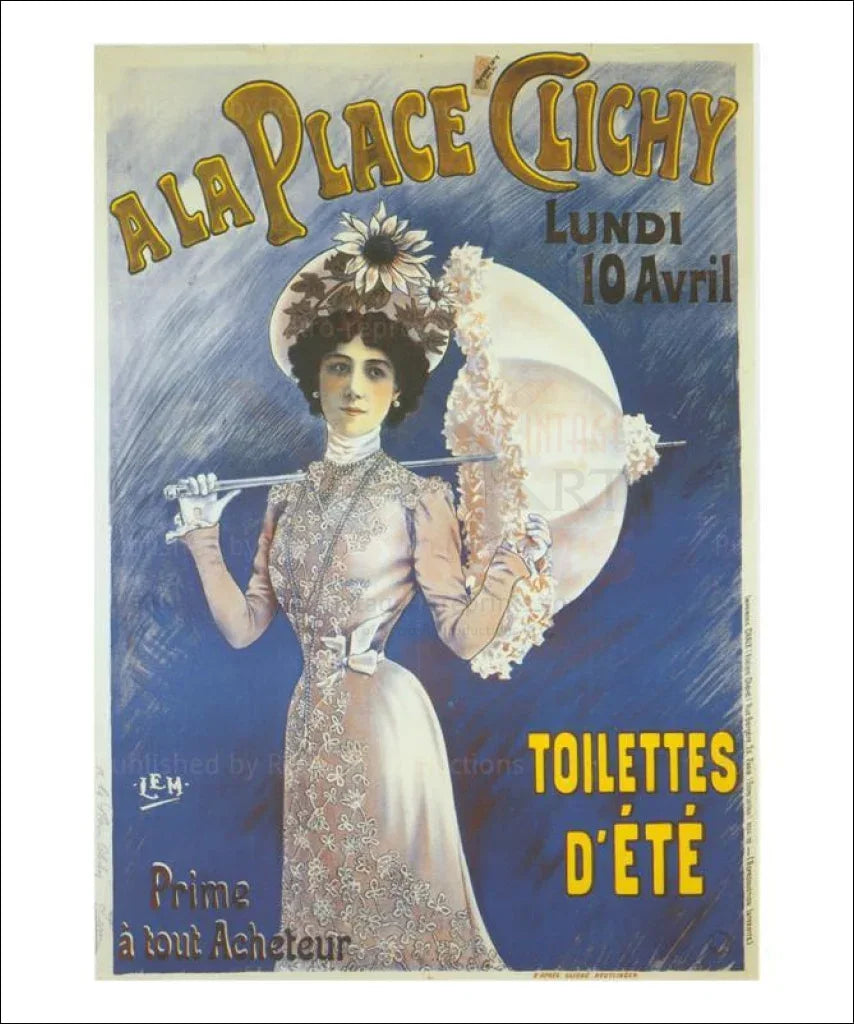 A la Place Clichy - VINTAGEARTREPRINTS.COM