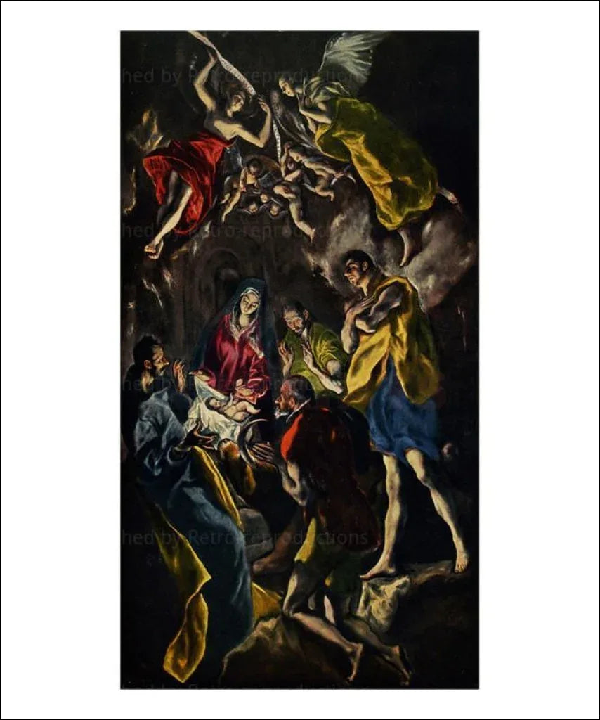 Adoration of Jesus, El Greco - VINTAGEARTREPRINTS.COM