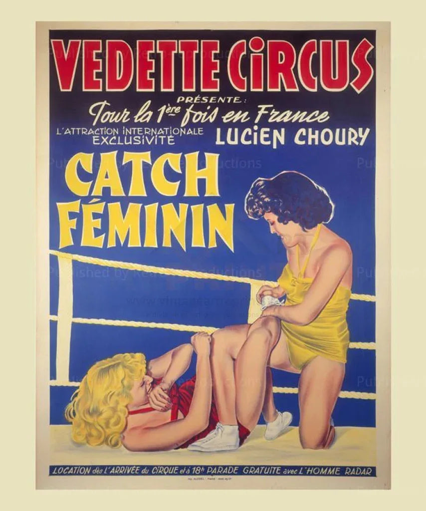 Women Wrestlers, Circus Act - VINTAGEARTREPRINTS.COM