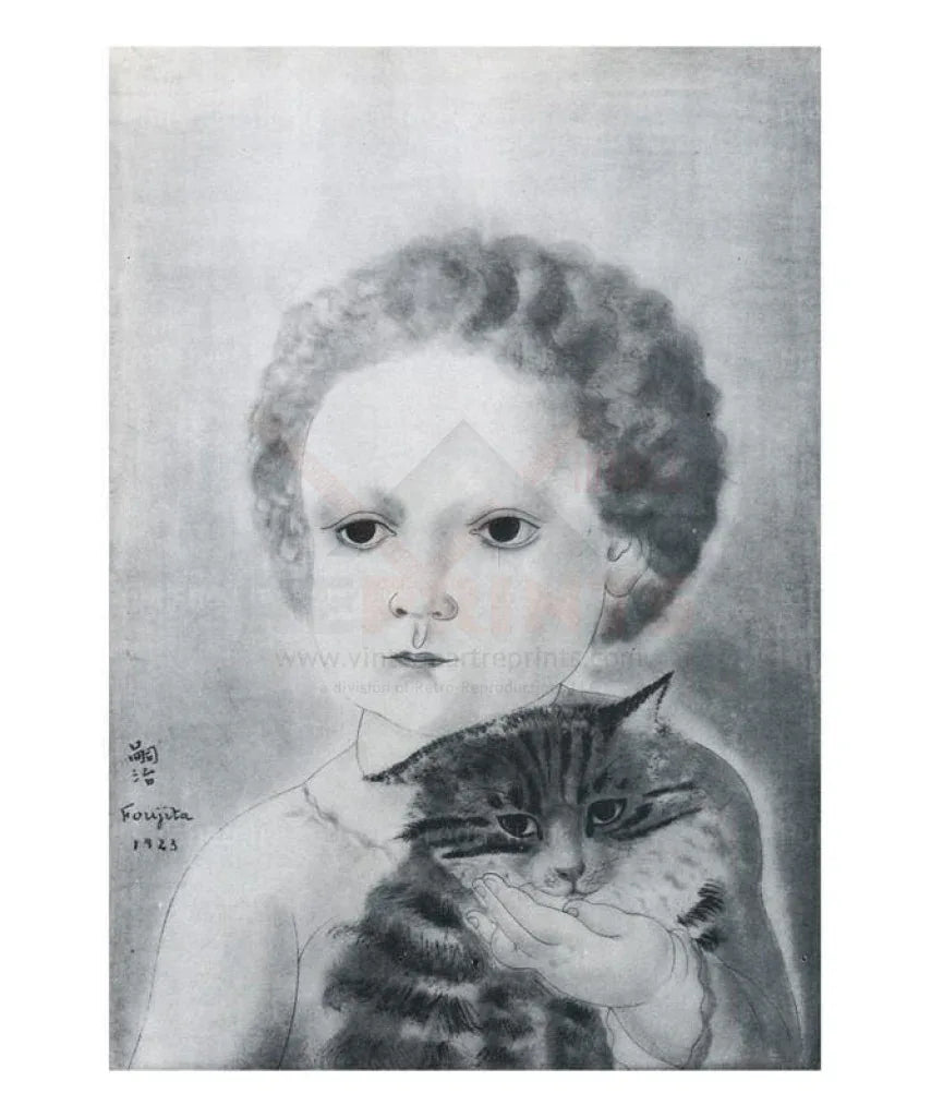 Child with his Cat, Tsuguhary Foujita, 1923 - VINTAGEARTREPRINTS.COM