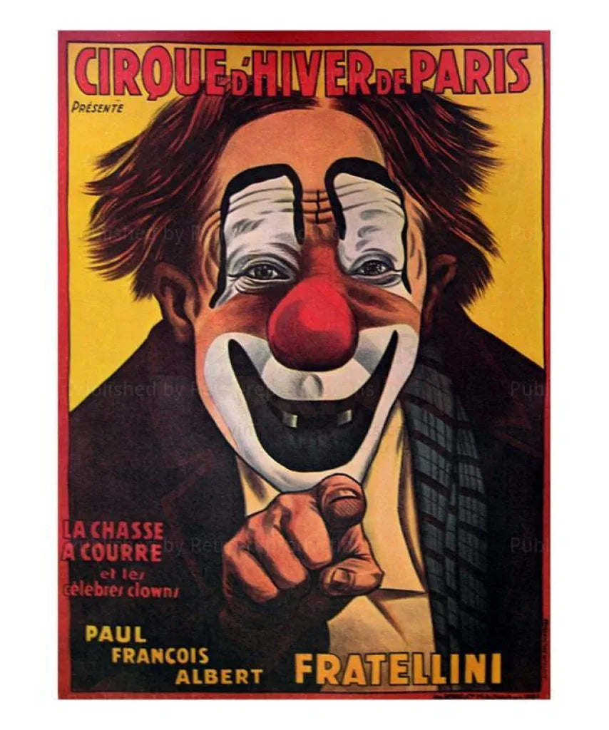 Cirque d'Hiver: Fratellini the Clown - VINTAGEARTREPRINTS.COM