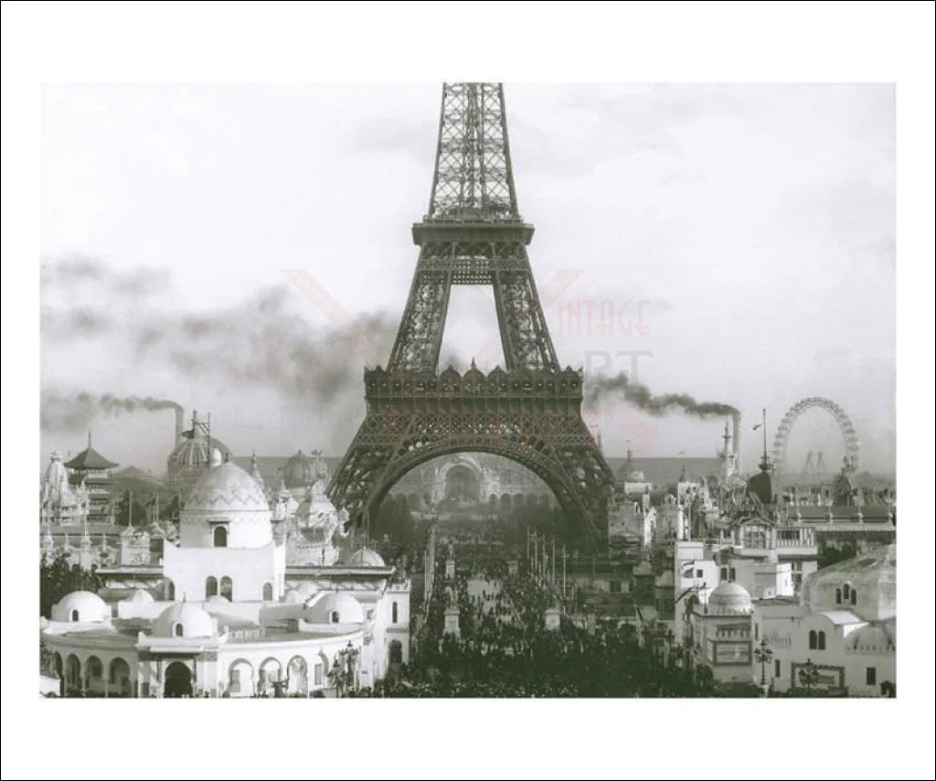 1900 Paris Exhibition Eiffel Tower - VINTAGEARTREPRINTS.COM