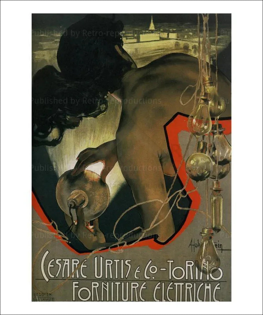 Cesare Urtis & Co., Torino - Fortniture Electriche, 1899 - VINTAGEARTREPRINTS.COM