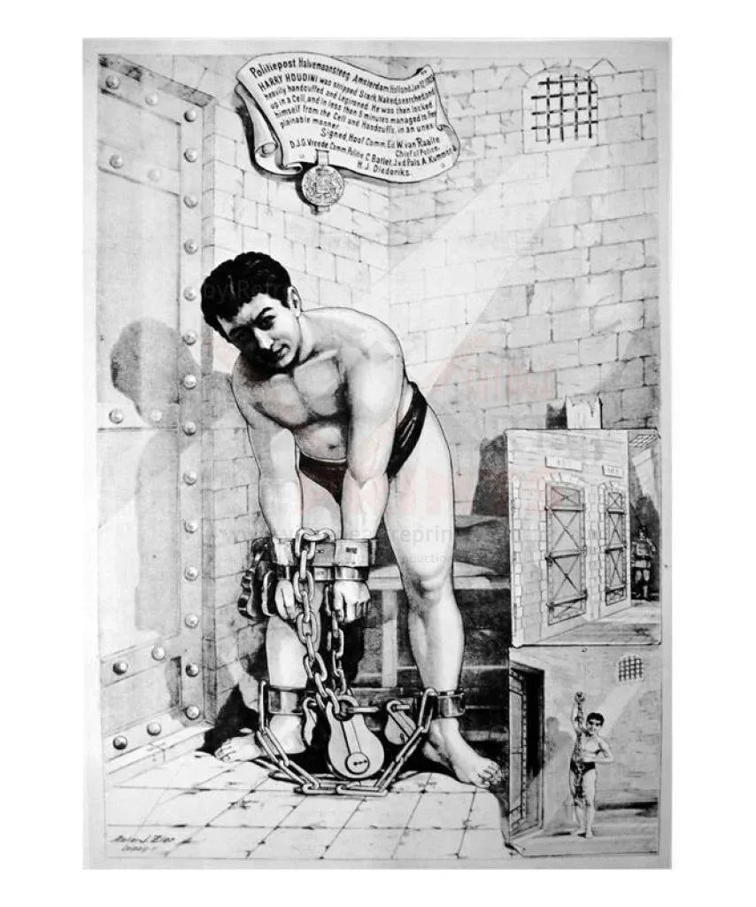 Houdini Prison Amsterdam, 1903 - VINTAGEARTREPRINTS.COM