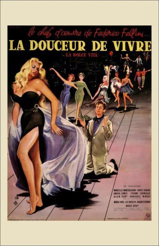 La Dolce Vita, Marcello Mastroianni and Anita Ekberg, 1960 - VINTAGEARTREPRINTS.COM