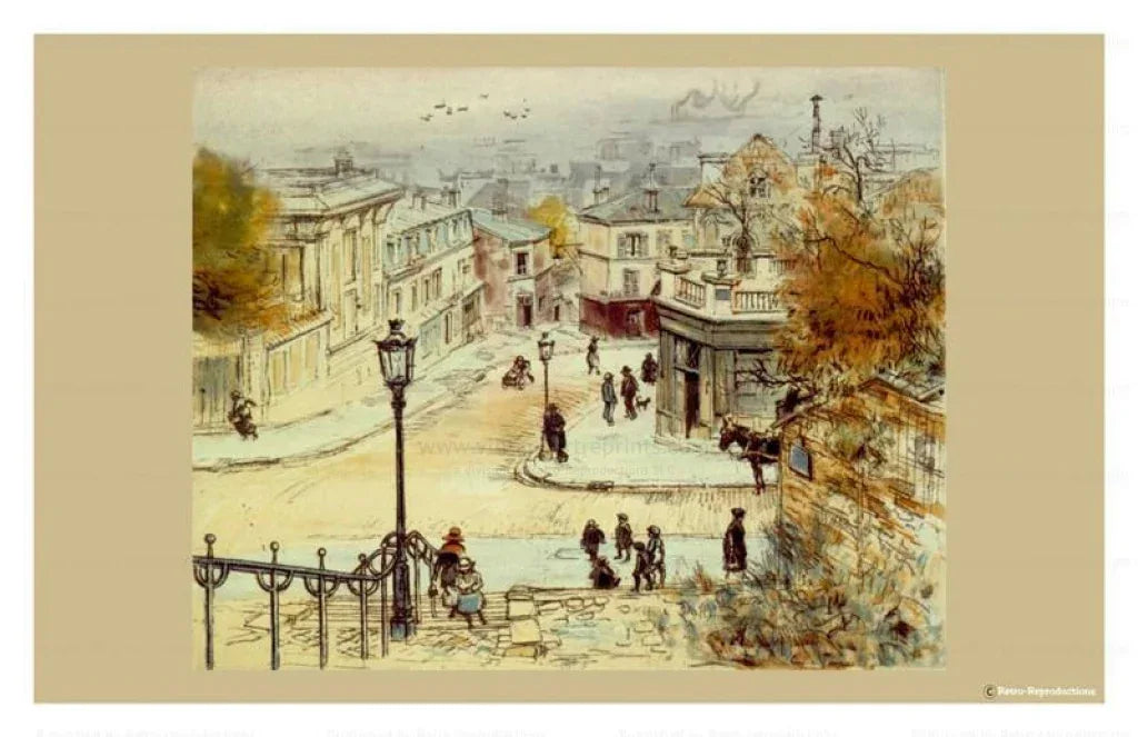 Montmartre Steps, Paris - VINTAGEARTREPRINTS.COM