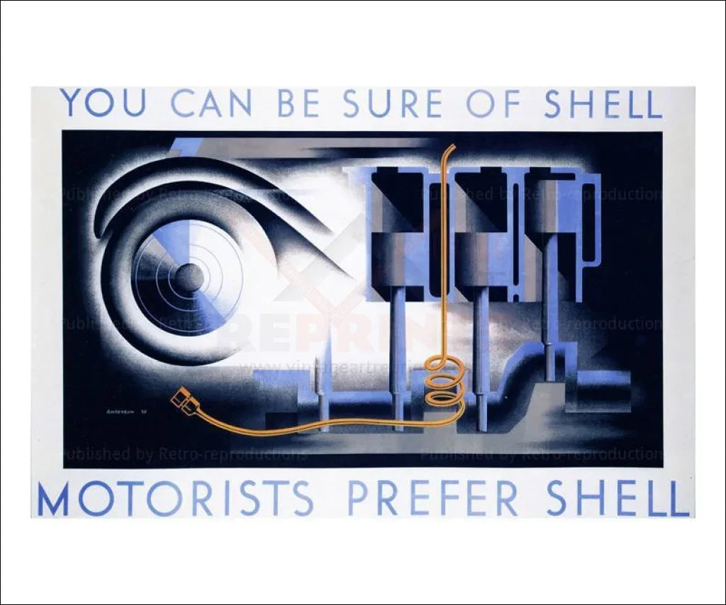 Motorists Prefer Shell 1935, art print - VINTAGEARTREPRINTS.COM