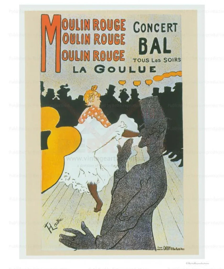 Moulin Rouge: La Goulue, 1891 - Toulouse-Lautrec - VINTAGEARTREPRINTS.COM