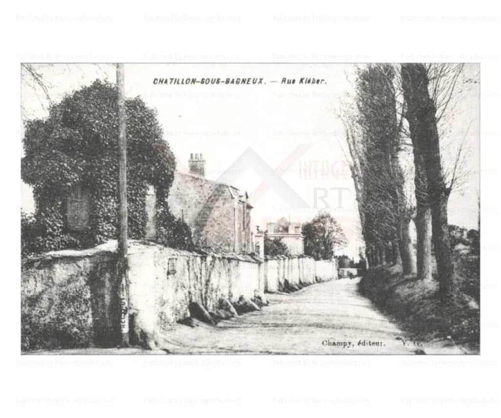 Paris suburb, Chatillon City, Rue Kleber - VINTAGEARTREPRINTS.COM