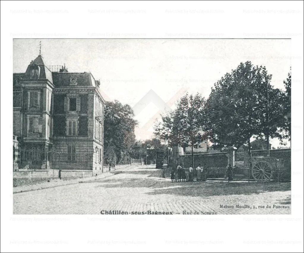 Paris suburb, Chatillon City Rue de Sceaux Maison Moulin - VINTAGEARTREPRINTS.COM