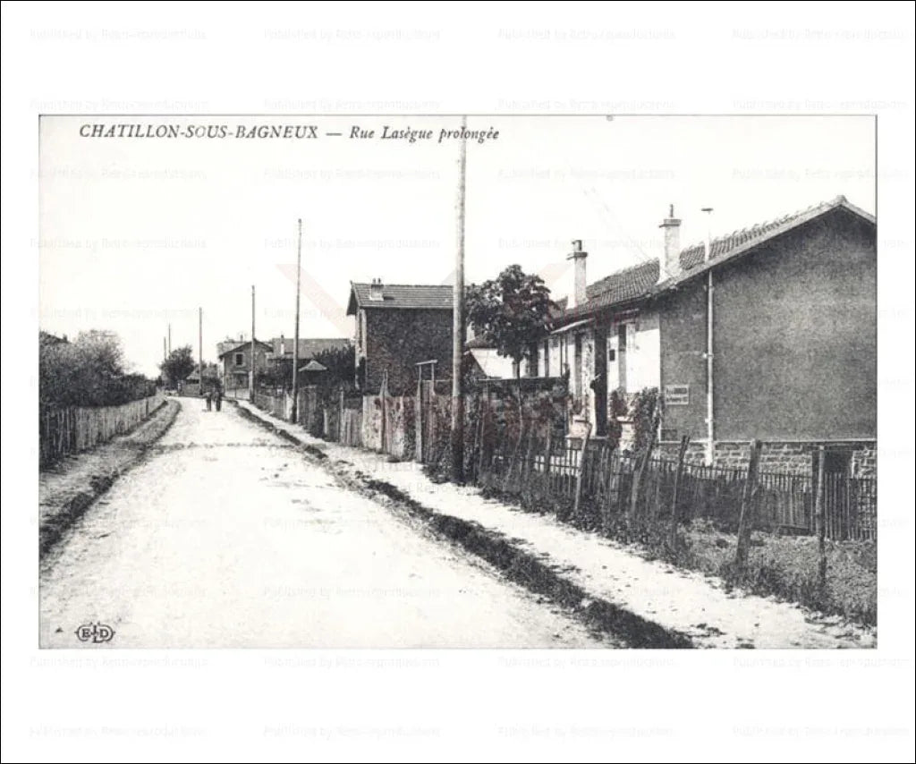 Paris suburb, Chatillon City rue Lasegue prolongee - VINTAGEARTREPRINTS.COM