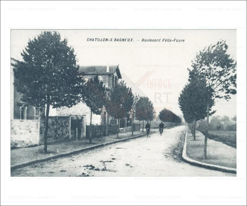 Paris suburb, Chatillon City Boulevard Felix Faure - VINTAGEARTREPRINTS.COM
