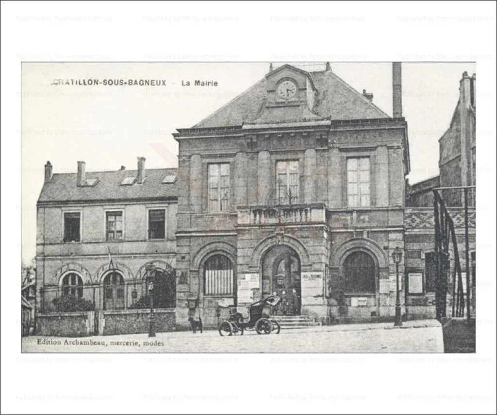 Paris suburb, Chatillon City The City Hall - VINTAGEARTREPRINTS.COM