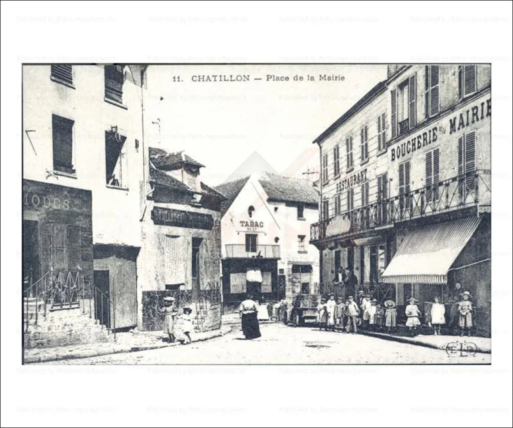 Paris suburb Chatillon place de la Mairie - VINTAGEARTREPRINTS.COM