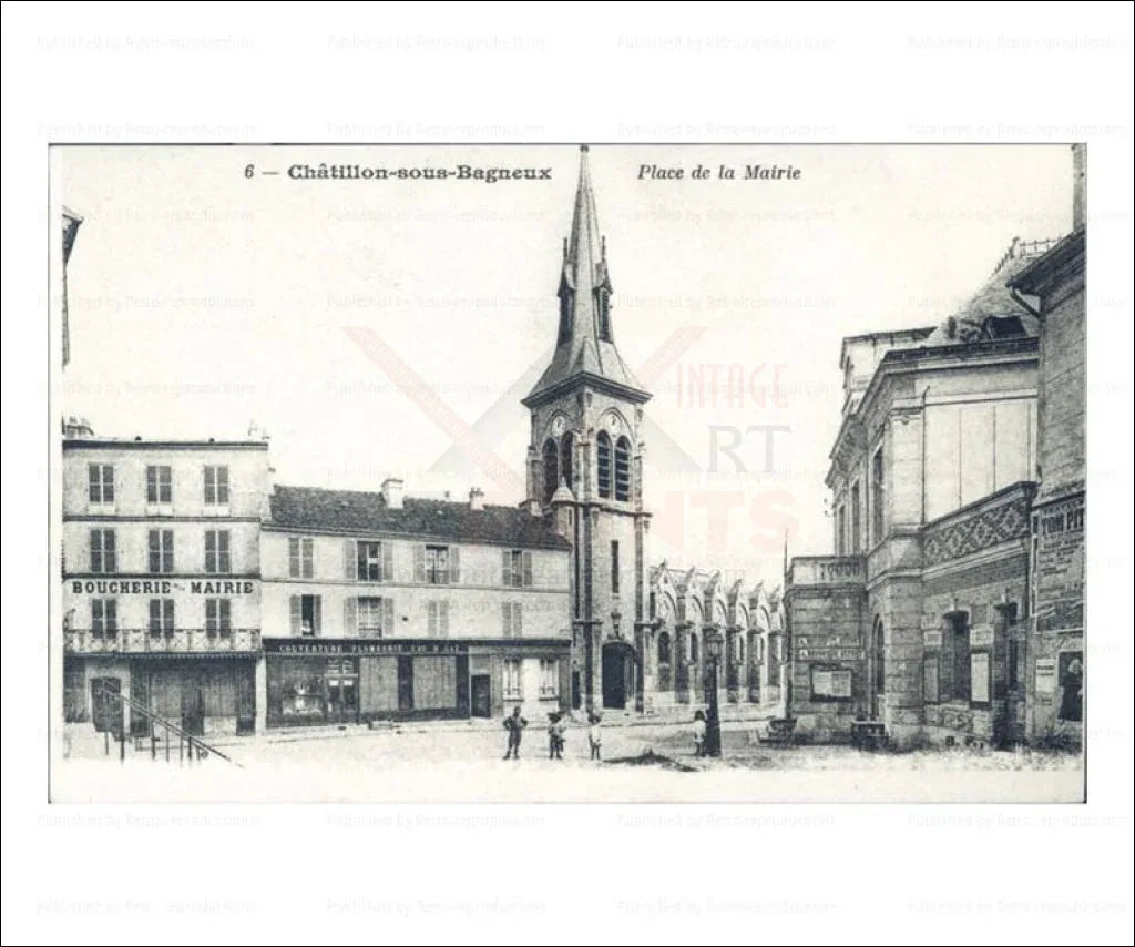 Paris suburb, Chatillon place de la Mairie - VINTAGEARTREPRINTS.COM