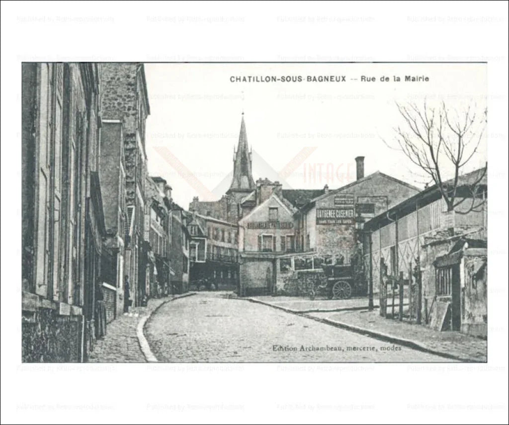 Paris suburb, Chatillon rue de la Mairie - VINTAGEARTREPRINTS.COM