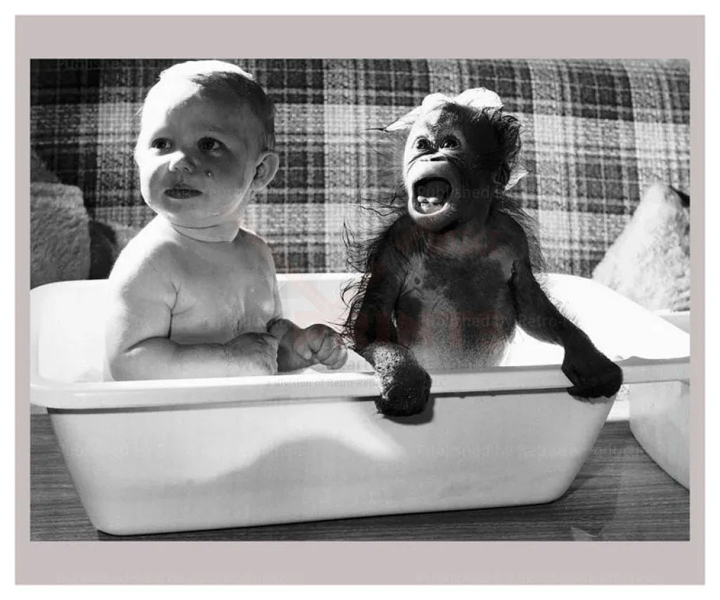 Orangutan Bath - VINTAGEARTREPRINTS.COM