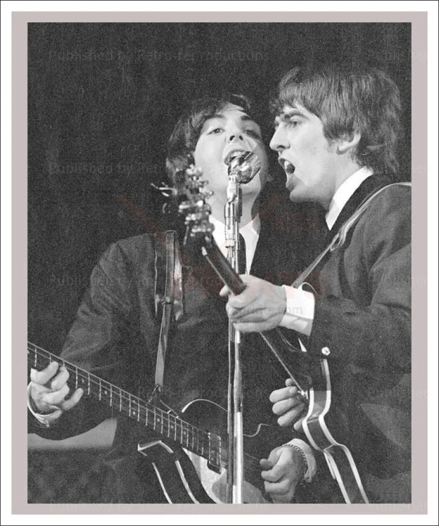 George Harrison and Paul Mac Cartney Perform Together - VINTAGEARTREPRINTS.COM
