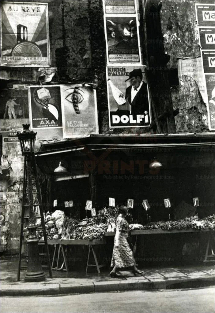 Vegetable Market in Paris Street - VINTAGEARTREPRINTS.COM