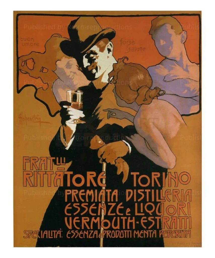 Premiata Distilleria Vermouth Italia, A. Hohenstein - VINTAGEARTREPRINTS.COM