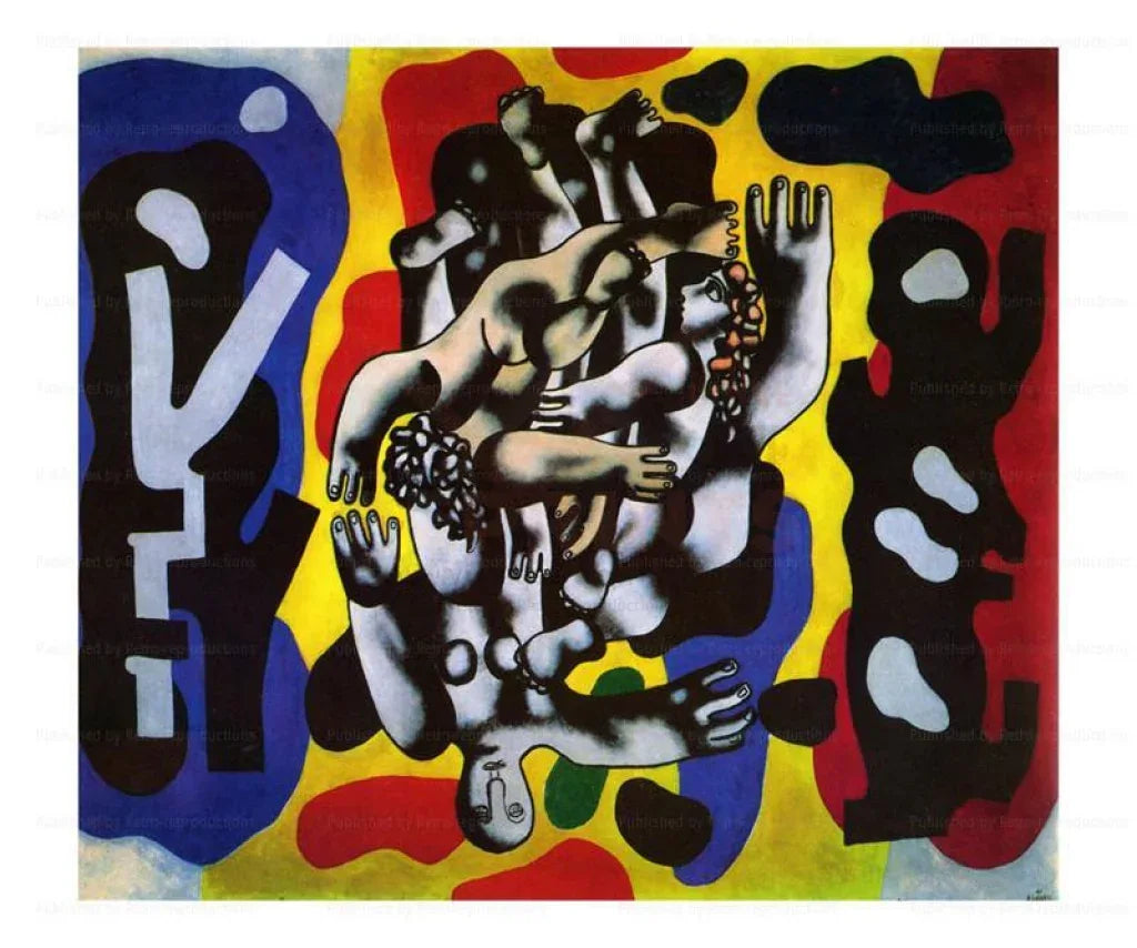 Plongeur sur Fond Jaune, Fernand Leger - VINTAGEARTREPRINTS.COM