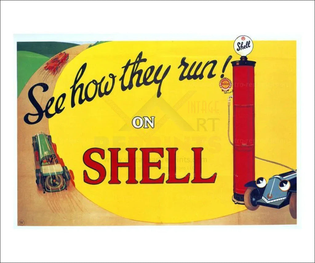 See How They Run on Shell, 1925 - VINTAGEARTREPRINTS.COM