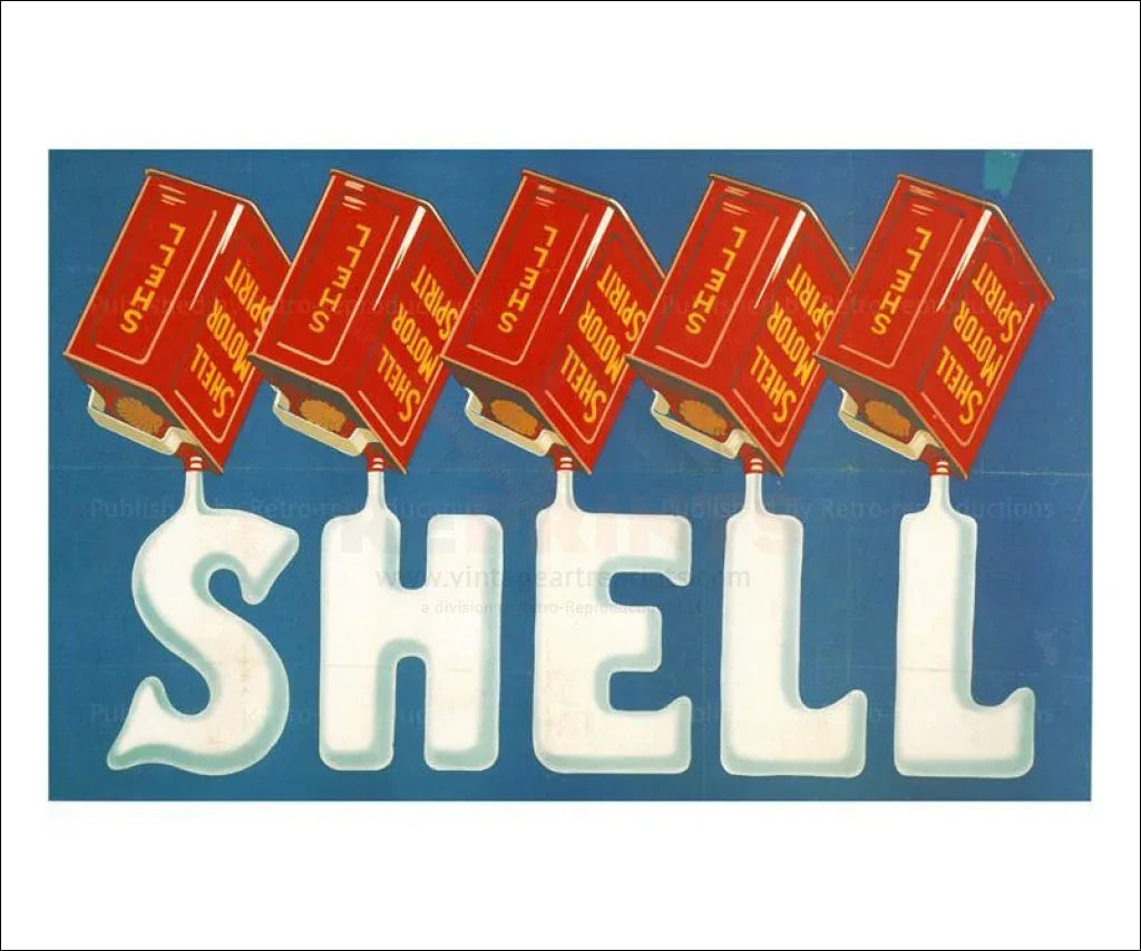 Five Shell Cans in a Row, 1920 - VINTAGEARTREPRINTS.COM