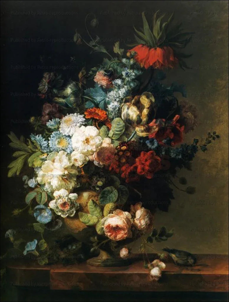 Still Life with Flowers, Cornelis Van Spaendonck - VINTAGEARTREPRINTS.COM