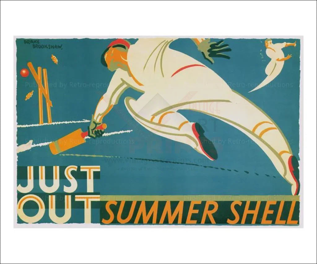 Summer Shell Cricket Player 1933 - VINTAGEARTREPRINTS.COM
