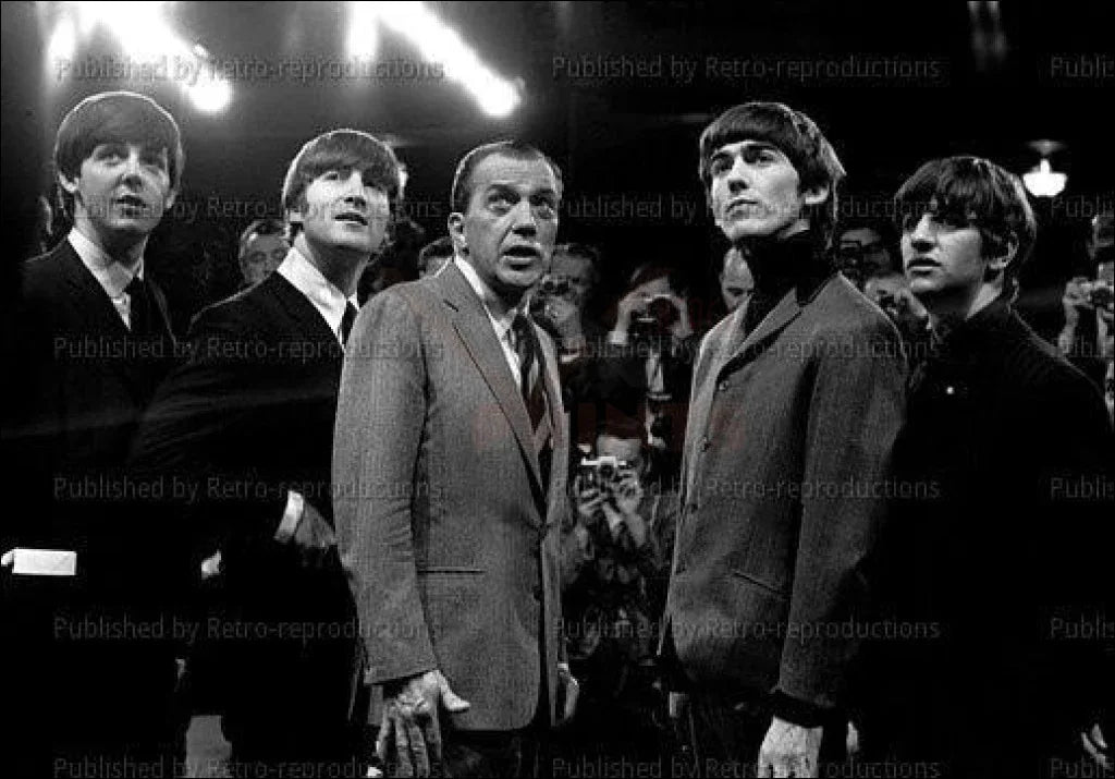The Beatles with Ed Sullivan - Offset Poster Print - VINTAGEARTREPRINTS.COM