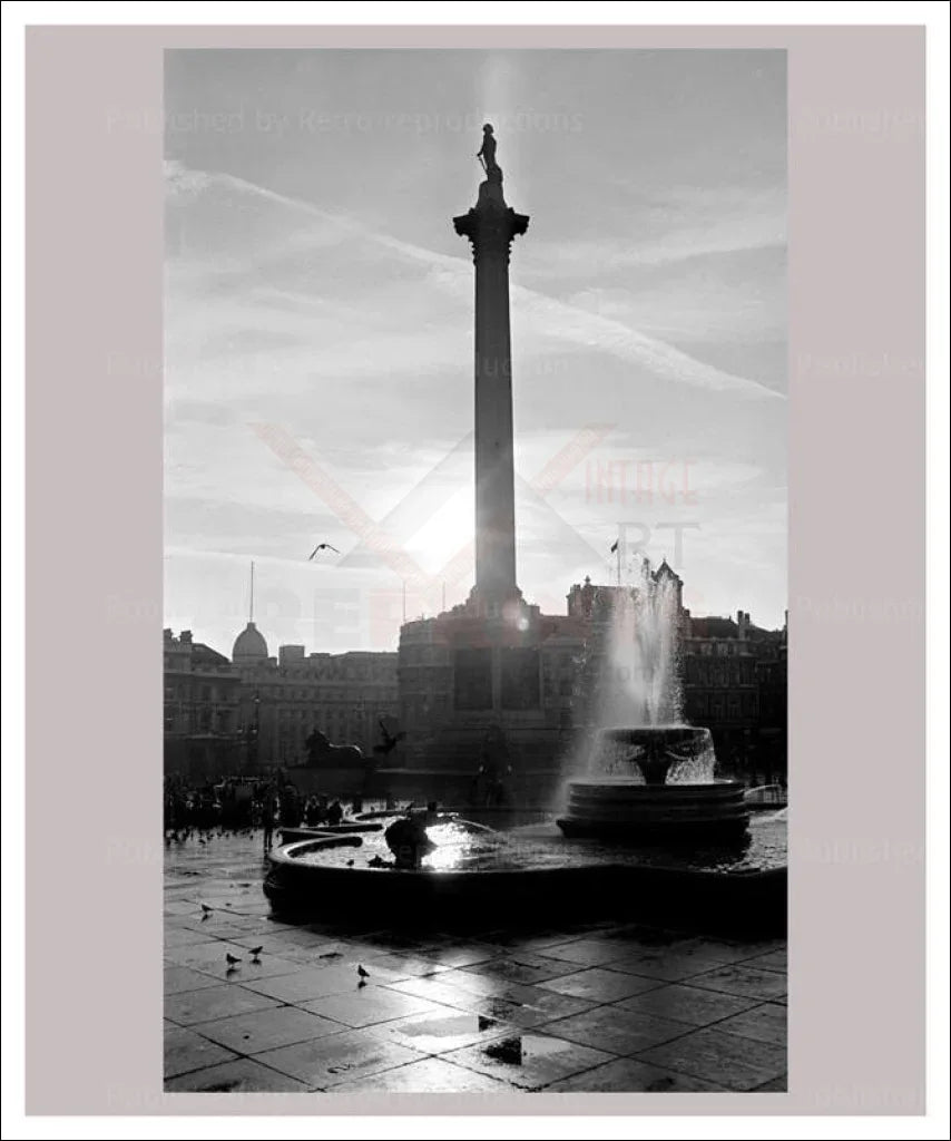 Trafalgar Square at Sunset London - VINTAGEARTREPRINTS.COM