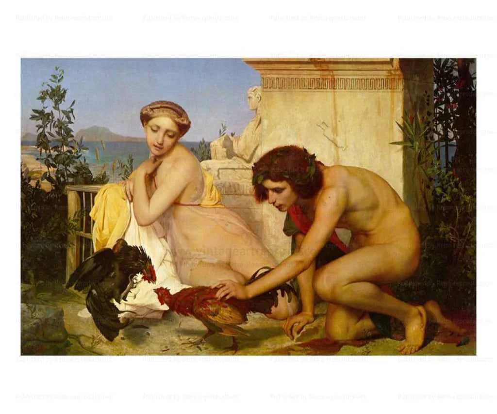 The Cock Fight, Jean-Leon Gerome, 1846 - VINTAGEARTREPRINTS.COM