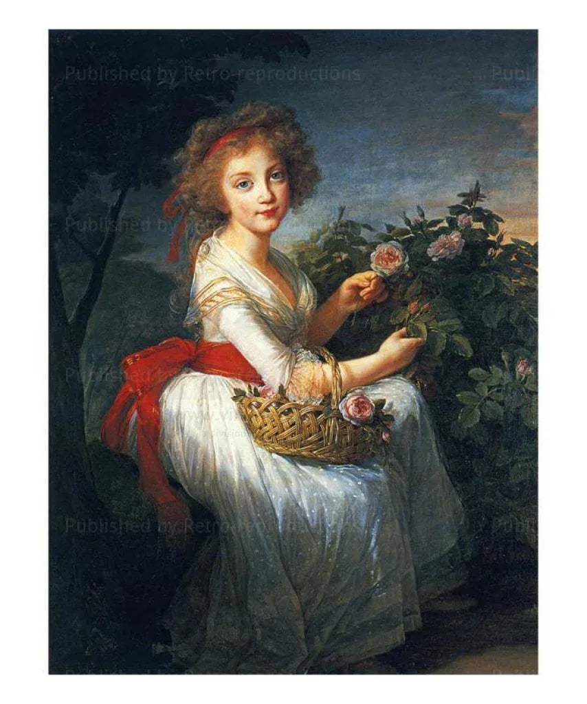 Young Girl and Roses - VINTAGEARTREPRINTS.COM