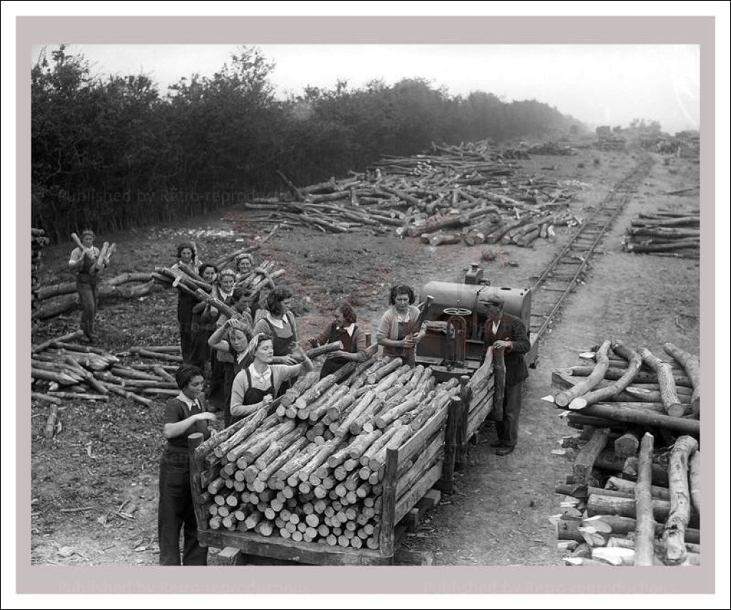 Vintage art prints, Women at War - On the Land 5, WWII - Vintage Art, canvas prints
