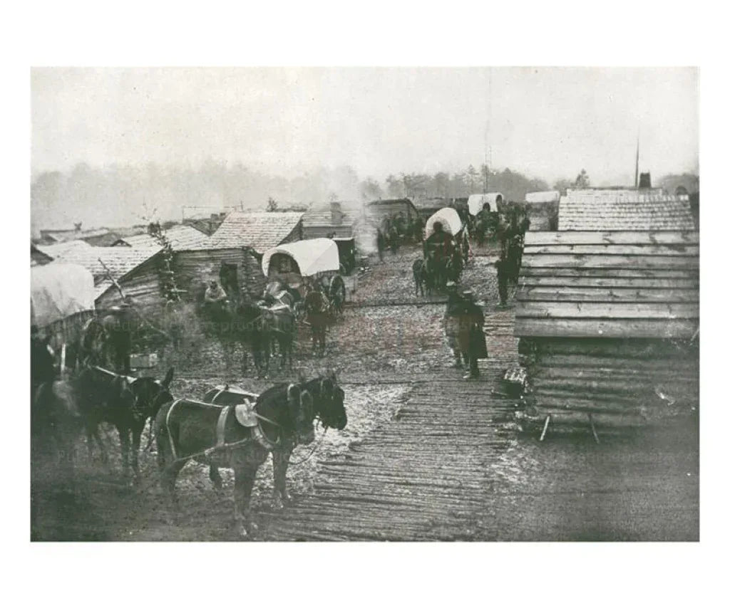 Winter Quarters and Corduroy road, vintage art photo print reproduction - VINTAGEARTREPRINTS.COM