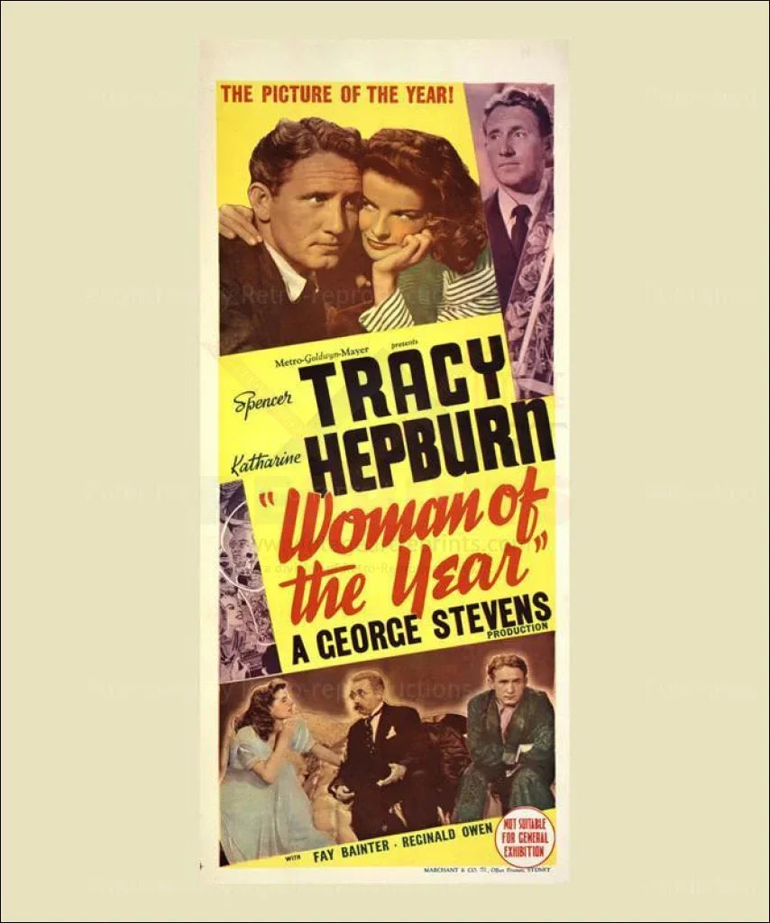 Woman of the Year - Original movie poster, Katharine Hepburn, Spencer Tracy - VINTAGEARTREPRINTS.COM