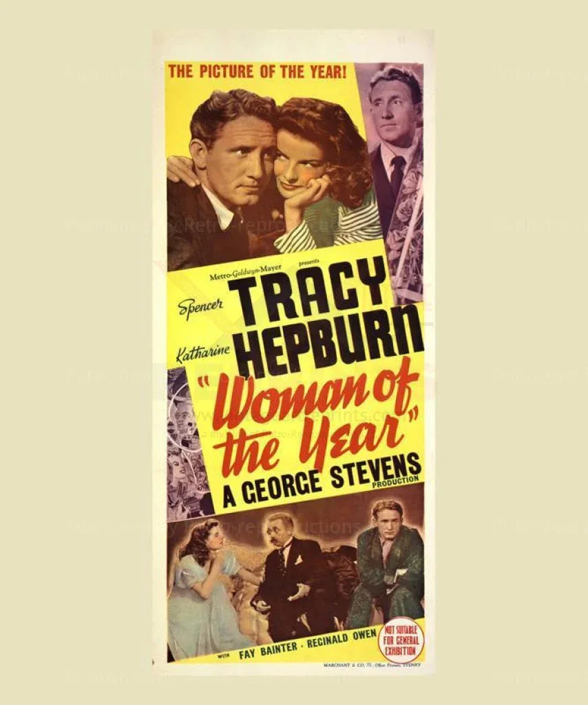 Woman of the Year - Spencer Tracy, Katharine Hepburn, Digital movie Poster Print reproduction - VINTAGEARTREPRINTS.COM