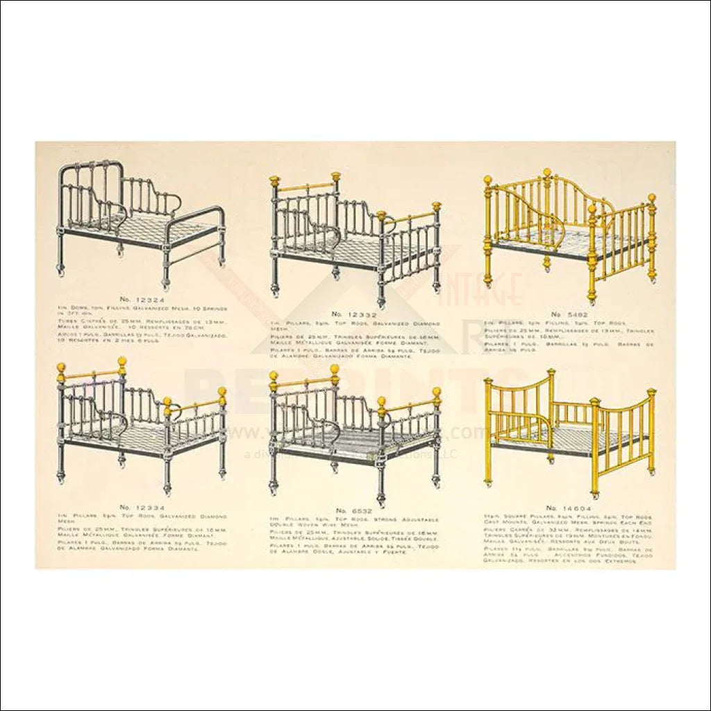 METAL ANTIQUE FRAME BED PRINTS - VINTAGEARTREPRINTS.COM