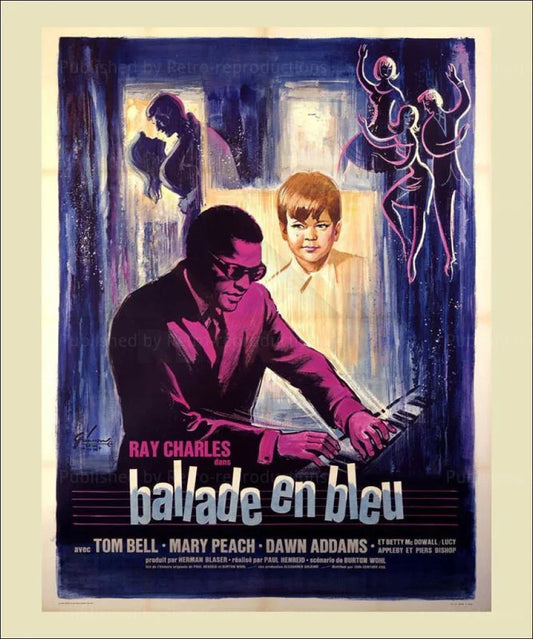 Ballade in Blue, Ray Charles - Playing Piano - VINTAGEARTREPRINTS