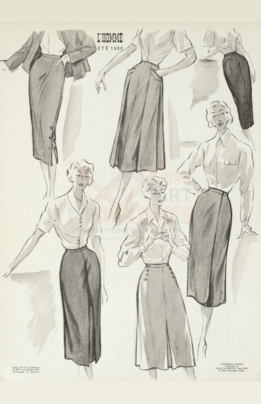 Art Print French Vintage Women Fashion 1950's Summer 1050 I Retro-Reproductions, LLC.-Art Print-Vintage Art, canvas prints, movie posters, photographic prints, posters, art prints, original movie posters, advertising posters,