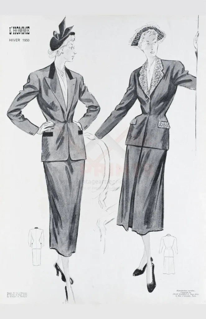 French Women's Fashion 1950's - VINTAGEARTREPRINTS.COM
